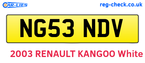 NG53NDV are the vehicle registration plates.