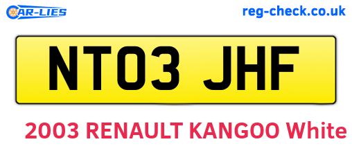 NT03JHF are the vehicle registration plates.