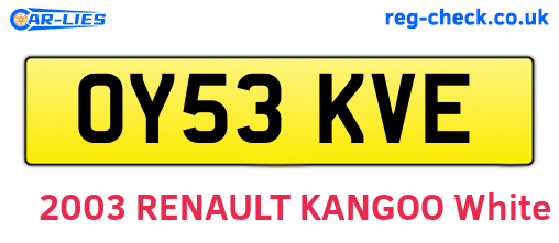 OY53KVE are the vehicle registration plates.