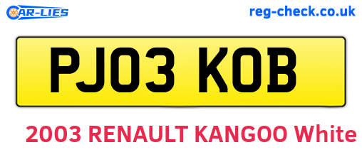 PJ03KOB are the vehicle registration plates.