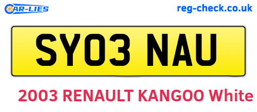SY03NAU are the vehicle registration plates.