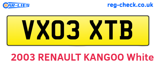 VX03XTB are the vehicle registration plates.