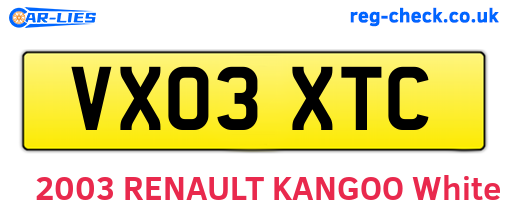 VX03XTC are the vehicle registration plates.