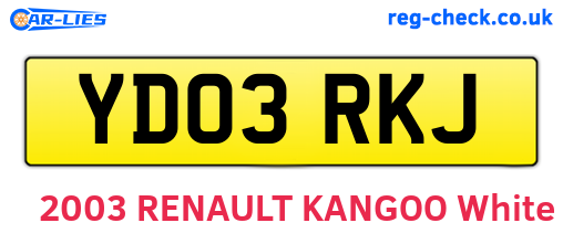 YD03RKJ are the vehicle registration plates.