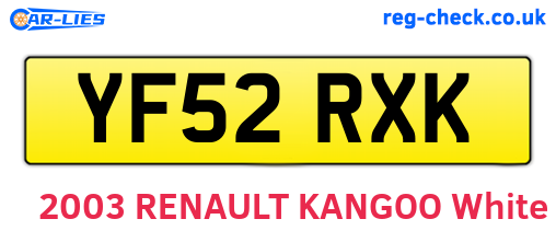 YF52RXK are the vehicle registration plates.