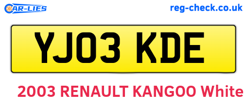 YJ03KDE are the vehicle registration plates.