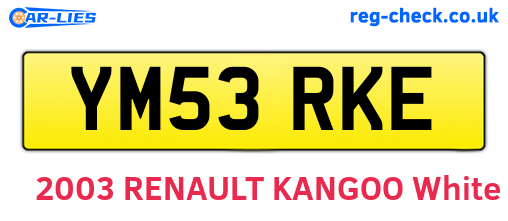 YM53RKE are the vehicle registration plates.