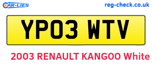 YP03WTV are the vehicle registration plates.