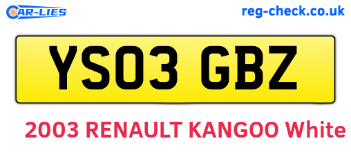 YS03GBZ are the vehicle registration plates.