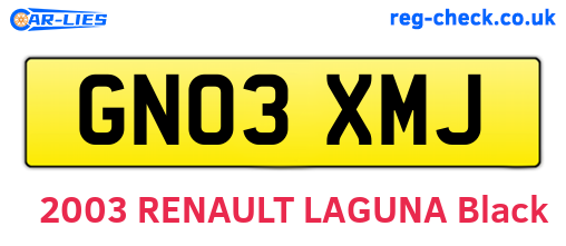 GN03XMJ are the vehicle registration plates.