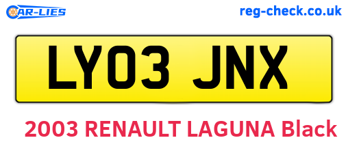 LY03JNX are the vehicle registration plates.