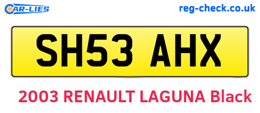 SH53AHX are the vehicle registration plates.