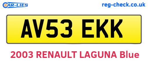 AV53EKK are the vehicle registration plates.