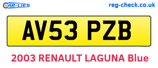 AV53PZB are the vehicle registration plates.