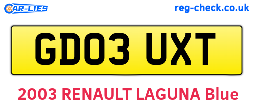 GD03UXT are the vehicle registration plates.