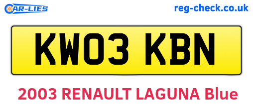 KW03KBN are the vehicle registration plates.