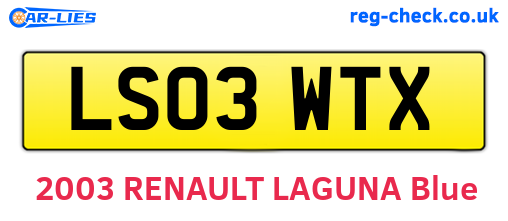 LS03WTX are the vehicle registration plates.
