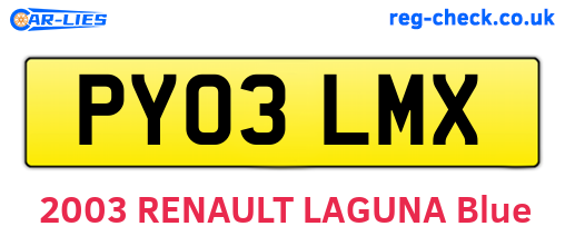 PY03LMX are the vehicle registration plates.