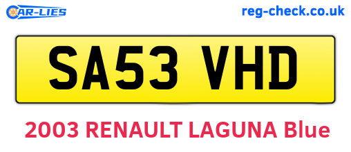 SA53VHD are the vehicle registration plates.