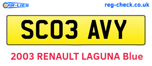 SC03AVY are the vehicle registration plates.