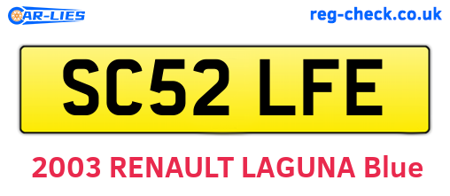 SC52LFE are the vehicle registration plates.
