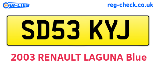 SD53KYJ are the vehicle registration plates.