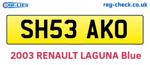 SH53AKO are the vehicle registration plates.
