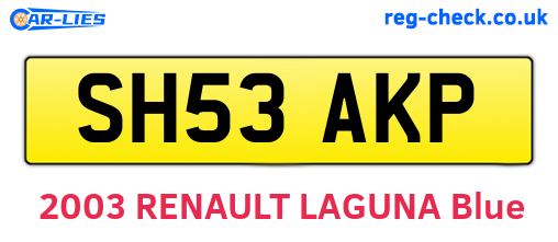 SH53AKP are the vehicle registration plates.