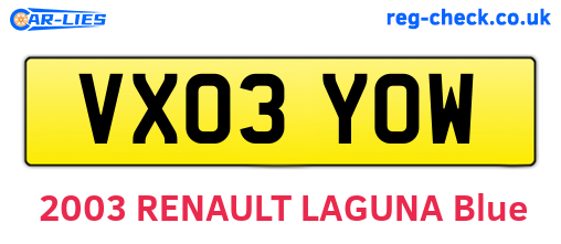 VX03YOW are the vehicle registration plates.