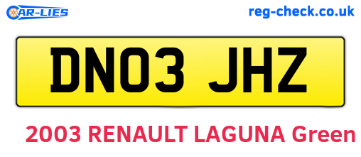 DN03JHZ are the vehicle registration plates.
