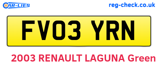 FV03YRN are the vehicle registration plates.