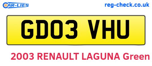 GD03VHU are the vehicle registration plates.