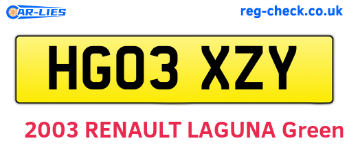 HG03XZY are the vehicle registration plates.