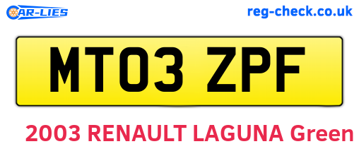 MT03ZPF are the vehicle registration plates.