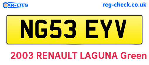 NG53EYV are the vehicle registration plates.