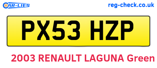 PX53HZP are the vehicle registration plates.