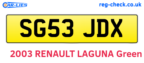 SG53JDX are the vehicle registration plates.