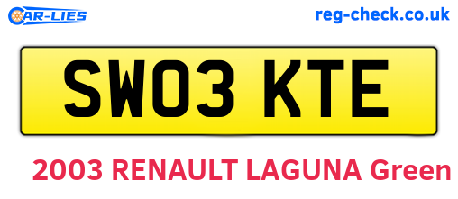 SW03KTE are the vehicle registration plates.