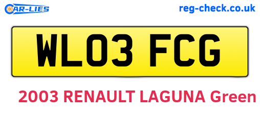 WL03FCG are the vehicle registration plates.
