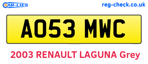 AO53MWC are the vehicle registration plates.