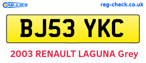 BJ53YKC are the vehicle registration plates.