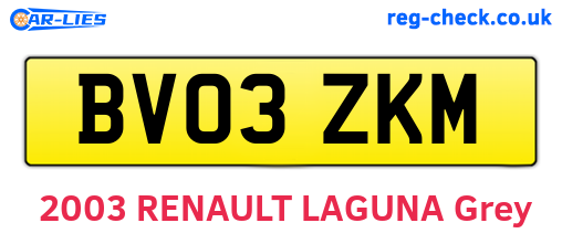 BV03ZKM are the vehicle registration plates.