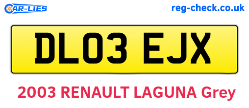 DL03EJX are the vehicle registration plates.