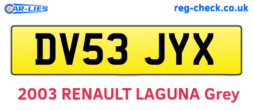 DV53JYX are the vehicle registration plates.