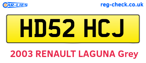 HD52HCJ are the vehicle registration plates.