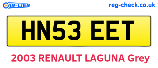 HN53EET are the vehicle registration plates.