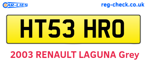 HT53HRO are the vehicle registration plates.