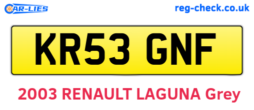 KR53GNF are the vehicle registration plates.