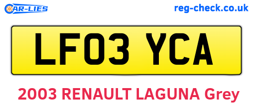 LF03YCA are the vehicle registration plates.
