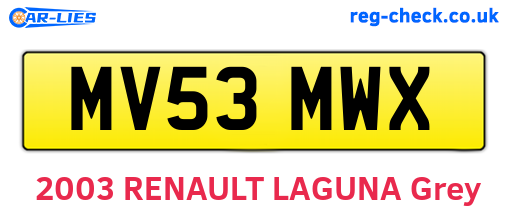 MV53MWX are the vehicle registration plates.